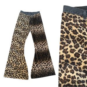 Vintage Leopard High Rise Bell Bottoms Faux Fur Size Small 27